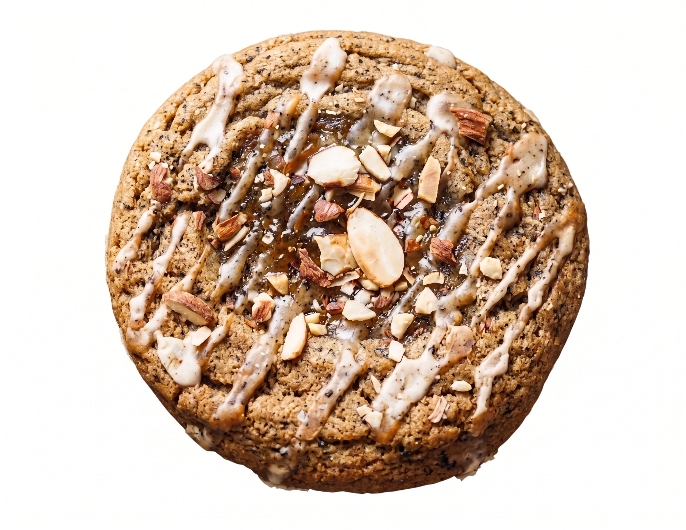 Earl Grey Fig Jam and Almond Cookie. Chef Crafted Cookie with tea.  Brown Butter stuffed cookie with Fig Jam, Earl Grey Glaze, Toasted Almonds and Maldon Sea Salt.  Award Winning Cookie at the Del mar Fair, San Diego County Fair Best Cookie in San Diego.  